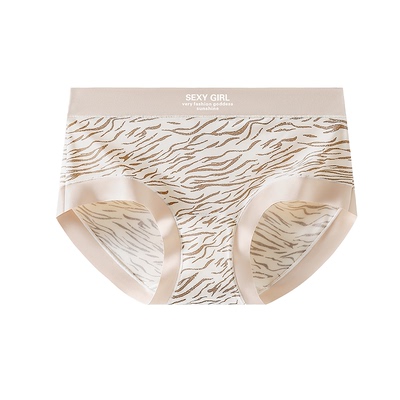 豹纹印花无痕冰丝10A抑菌三角裤