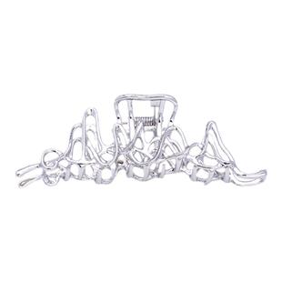 不规则液态金属盘发夹女ins网红银色大号后脑勺鲨鱼抓夹发饰头饰