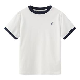 【100%棉】POLOWALK童装男童短袖T恤26新品夏季圆领白色上衣白色