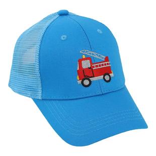3-5-7岁男童遮阳防晒帽宝宝消防车鸭舌帽小汽车棒球帽夏天网帽潮4