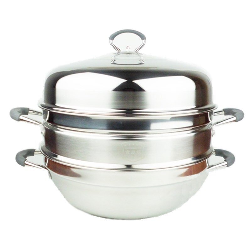 创宇304二层蒸锅2层加厚复底家用不锈钢蒸锅36cm燃气灶电磁炉通