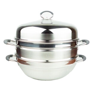 创宇304二层蒸锅2层加厚复底家用不锈钢蒸锅36cm燃气灶电磁炉通