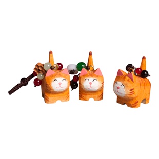 手工木雕猫咪橘猫小猫编织钥匙扣汽车书包挂件精致挂饰生日礼物女