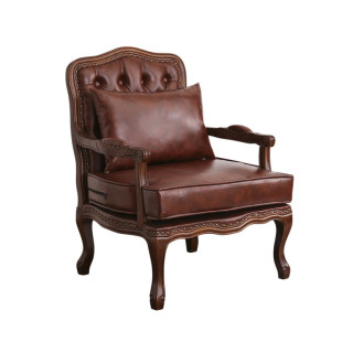 丽婉 欧美式实木复古沙发椅单人休闲咖啡厅洽谈老虎椅民宿沙发椅