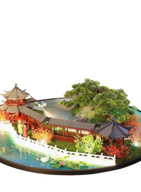 餐桌中间景观摆件灯光流水摆件