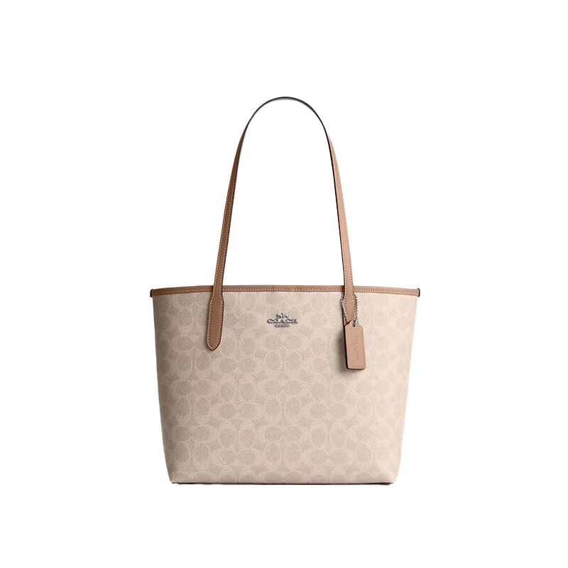COACH/蔻驰官方 奥莱款City 26女士中号老花单肩手提托特包CDX82