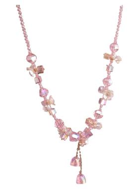 水晶项链女新款铃兰花流苏锁骨链