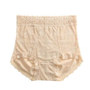 蕾丝内裤女士高腰收腹100%纯棉裆抗菌包臀平角性感提臀无痕内裤女