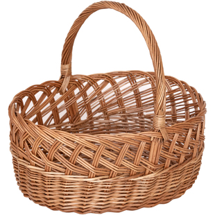 藤编柳编编织野餐篮手提花篮水果采摘竹篮子竹编鸡蛋篮竹筐收纳筐