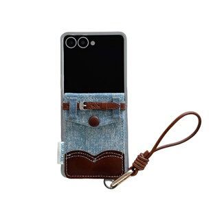 创意牛仔布插卡包口袋适用三星zflip7/6/5折叠屏手机壳华为PuraX手提小米MIXFlip荣耀VFlip2小众oppon3flip潮