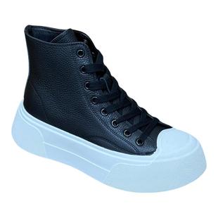 加厚羊毛加绒真皮女款2025新款秋冬爆款高帮鞋小白鞋厚底平底板鞋