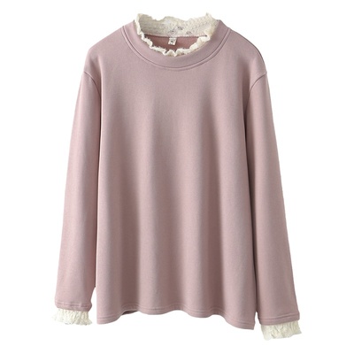 宛宛家蕾丝边德绒打底百搭