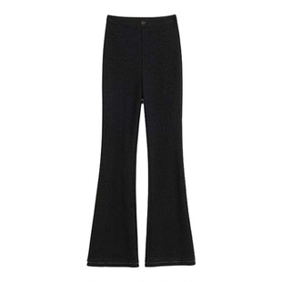 加绒微喇裤女冬季2025新款黑色加厚弹力高腰显瘦垂感西装喇叭裤子