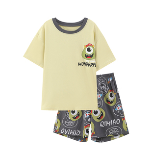 60支莫代尔~男童夏装套装女童睡衣儿童空调服短袖两件套卡通休闲