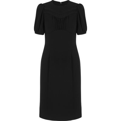 BORAAKSU三醋酸泡泡袖褶裥小黑裙