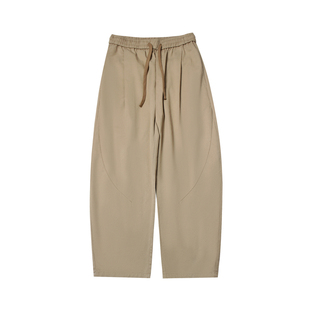 260g嘿马七作日系复古莱赛尔春夏宽松弯刀休闲裤男复古阔腿长裤子