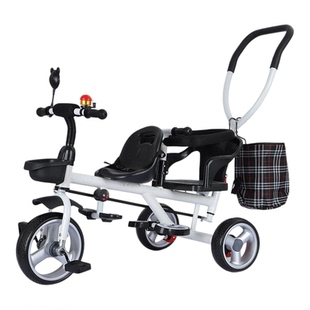 双人座儿童三轮车二胎宝宝脚踏双胞胎手推车溜娃神器双胎遛娃神器