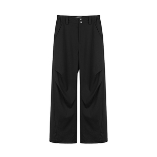 DESERTO 23SS TR面料立体剪裁分割褶皱垂感直筒西裤休闲裤长裤男