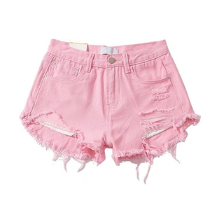 欧美风 辣妹性感毛边牛仔热裤女夏季新款显瘦百搭个性破洞短裤潮
