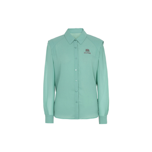 XG/雪歌XJ321002A445长袖翻领衬衫时尚秋季新款湖绿色通勤上衣女