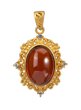 中国风红石榴石项链女流光溢彩吊坠复古个性时尚气质个性锁骨链