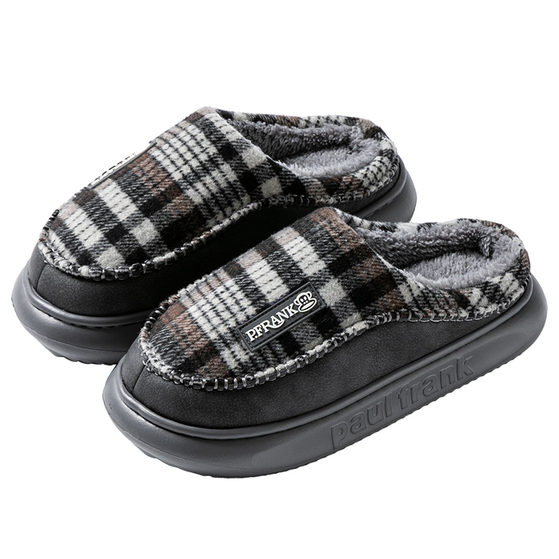 大嘴猴棉拖鞋冬居家男士棉鞋女情侣厚底防滑耐磨格子平底毛绒保暖