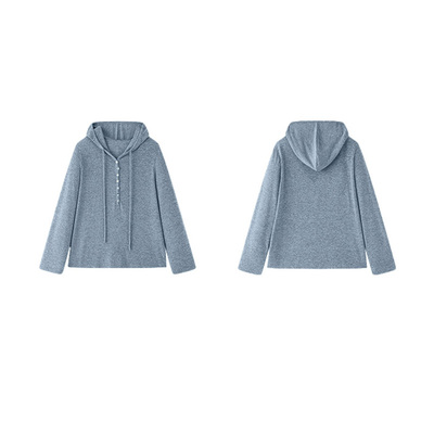 大码女装宽松连帽针织T恤