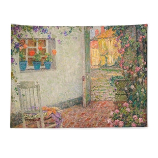 复古油画背景布 玫瑰花园艺术挂布卧室床头租房改造宿舍墙布挂毯