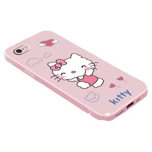 超可爱KT猫咪苹果6splus手机壳iPhone8plus卡通kitty软壳7plus液态硅胶se2带挂绳女款全包镜头磨砂网红保护套