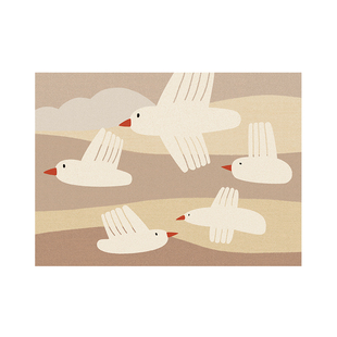 CCF 小鸟家族儿童房可拆洗可机洗地毯无甲醛暖色高级感耐脏爬行垫