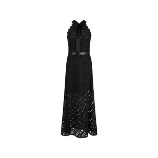 MARYLING玛俪琳初秋新品黑色小翻领蕾丝鱼尾礼服裙A1EFW68010