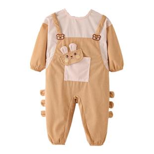 宝宝连体罩衣婴儿童学爬服一体式爬行服外穿耐脏秋冬全身护衣洋气