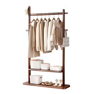 实木挂衣架卧室衣帽架落地式置衣架结实小型衣服挂架立式次净衣架