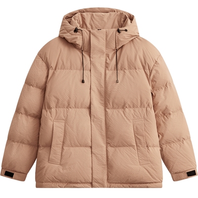 MODE COMMUTER | MC凹凸坑条混纺肌理感充绒连帽短款保暖羽绒服