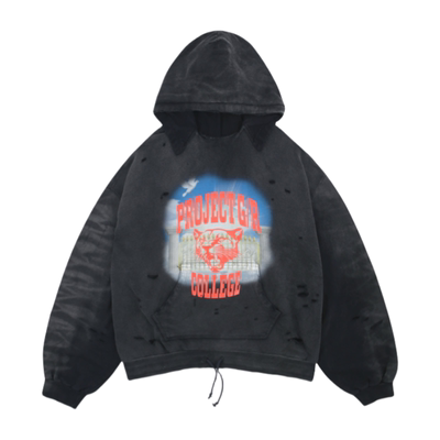 ProjectGR水洗做旧破坏帽衫