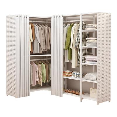 转角衣帽架家用卧室洞洞板金属挂衣架步入式衣柜开放式落地置物架