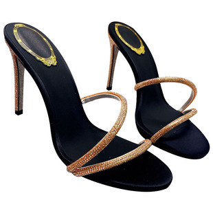 法式水钻拖鞋女夏外穿高级感2025新款网红爆款凉鞋仙女高跟鞋凉拖