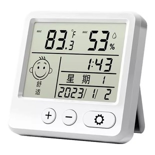 电子数显温湿度计室内家用婴儿时钟壁挂式迷你温度精准闹钟温度表