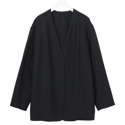 棉亚麻混V领薄休闲外套商场同款