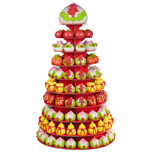 盖盖有口福非遗胶东花饽饽60馒头70花馍生日80祝寿9层架子寿桃塔