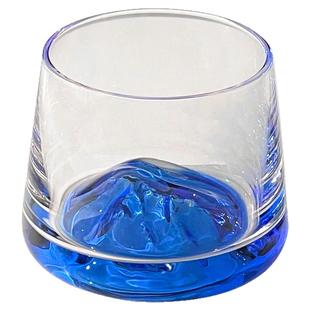 ins风深蓝山脉富士山杯高颜值复古玻璃观山杯威士忌酒杯洋酒杯子