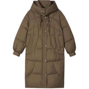 SALT.P可颜高克重白鸭绒宽松长款休闲连帽羽绒服2024冬