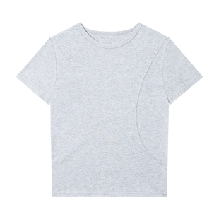 橘子树在哪儿韩系粉色圆领短袖t恤女春夏设计感小众显瘦百搭上衣