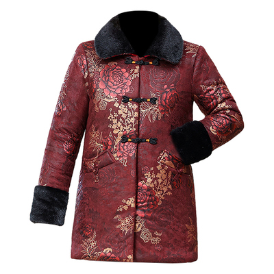 奶奶冬装棉袄加绒加厚60岁70中老年人女装时尚妈妈棉衣老太太外套