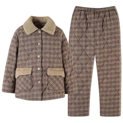 睡衣女士秋冬梭织夹棉长袖家居服