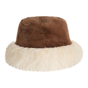 Riotlily/艾特里里帽子拼色美拉德棕色毛绒帽渔夫帽秋冬新年礼物