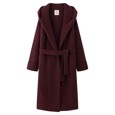 JCLP金纯良品 25新款羊绒大衣经典复古连帽中长款毛呢大衣外套女