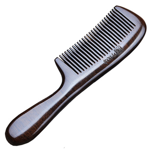 黑檀木梳子男女士刻字大齿宽齿梳子家用长发头部按摩卷发梳子