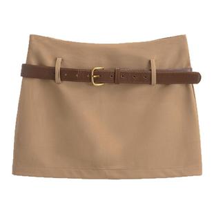 怪力酱灰色西装半身裙女春小个子辣妹高腰修身显瘦短款收腰包臀裙