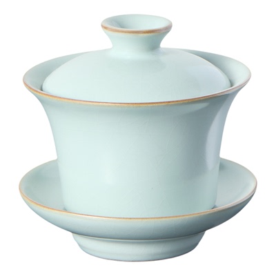 雅瓷汝窑三合盖碗泡茶专用